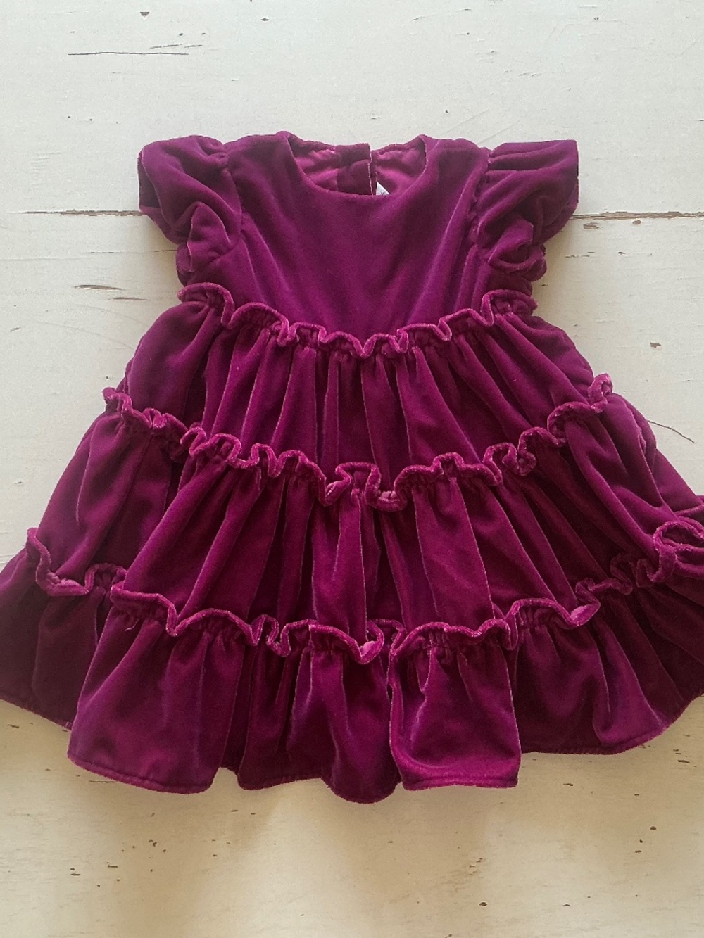 Janie and Jack Velvet Tiered Ruffle Plum Burgundy Dress 6-12 months
